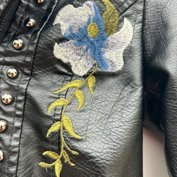 Aftf Basic Outerwear The Francis Embroidered Women's Faux Leather Jacket Moto Sm - Picture 9 of 11